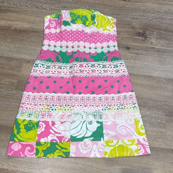 Lilly Pulitzer Strapless Floral SZ 0 Pink and Green Mini Dress for Vibrant Style - Picture 11 of 14